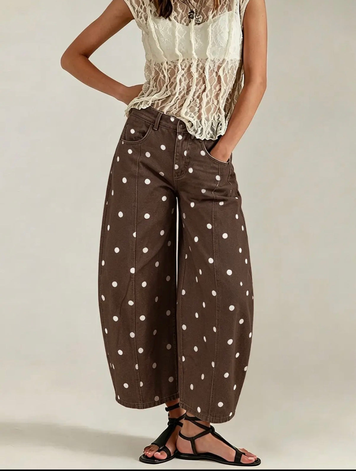 Polka Dot Barrel Jeans