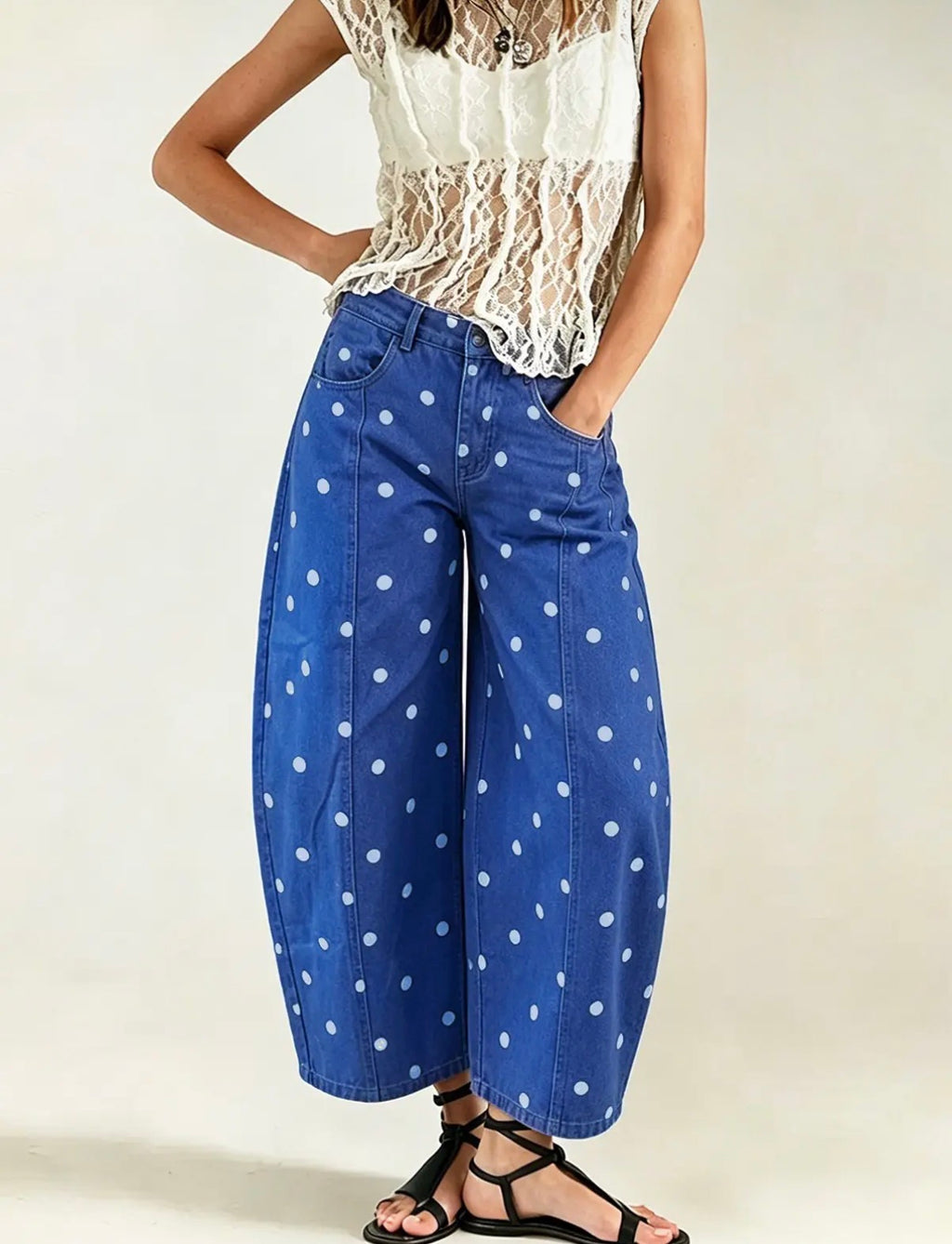 Polka Dot Barrel Jeans