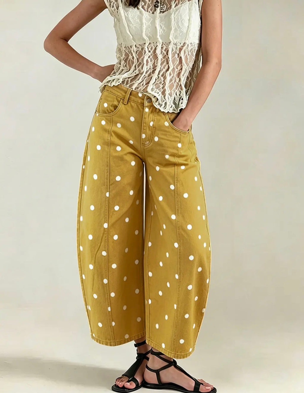 Polka Dot Barrel Jeans