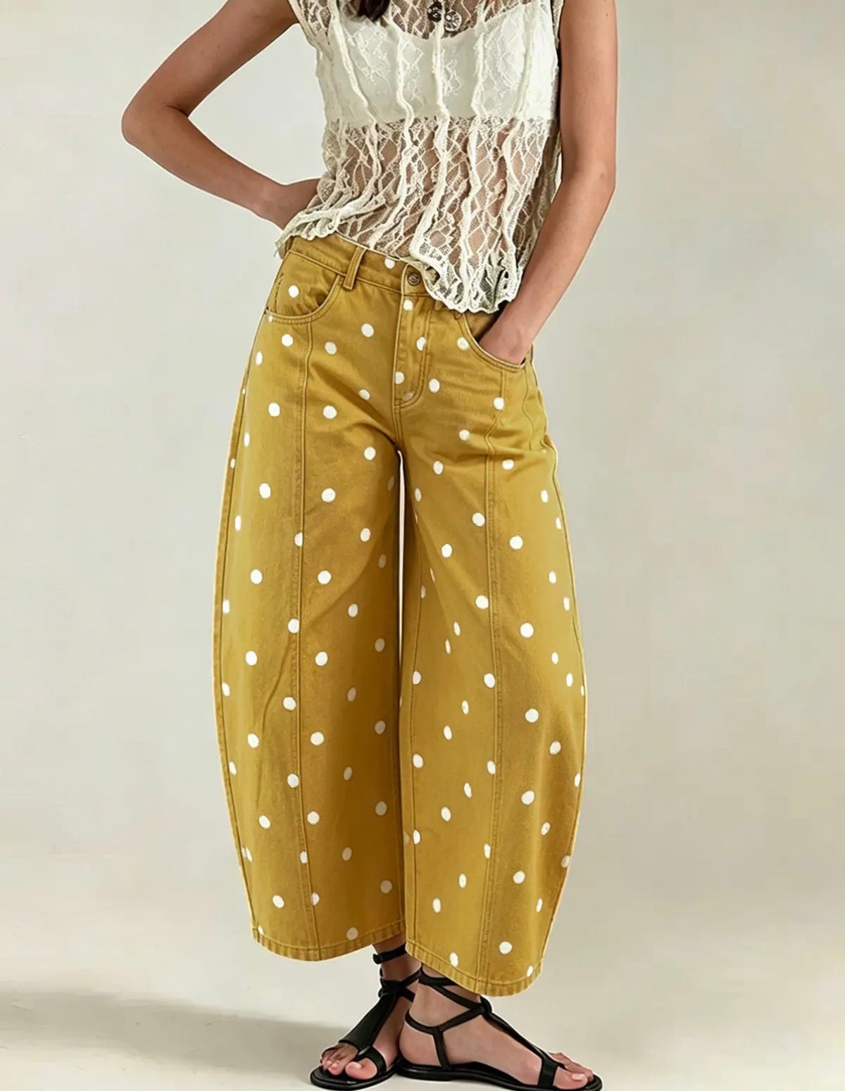 Polka Dot Barrel Jeans